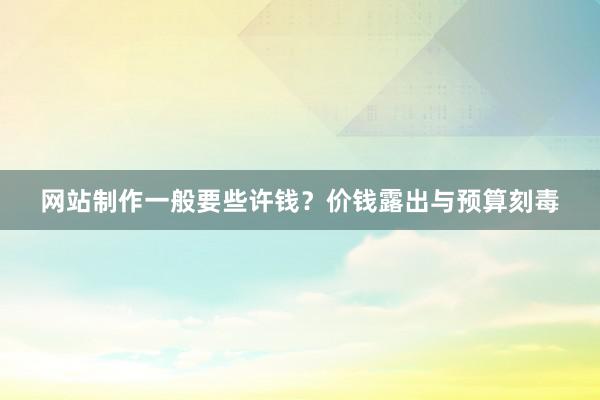 网站制作一般要些许钱？价钱露出与预算刻毒